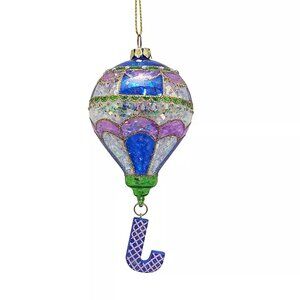 St. Nicholas Square Glass Ballon Monogram Letter Christmas Ornament - J